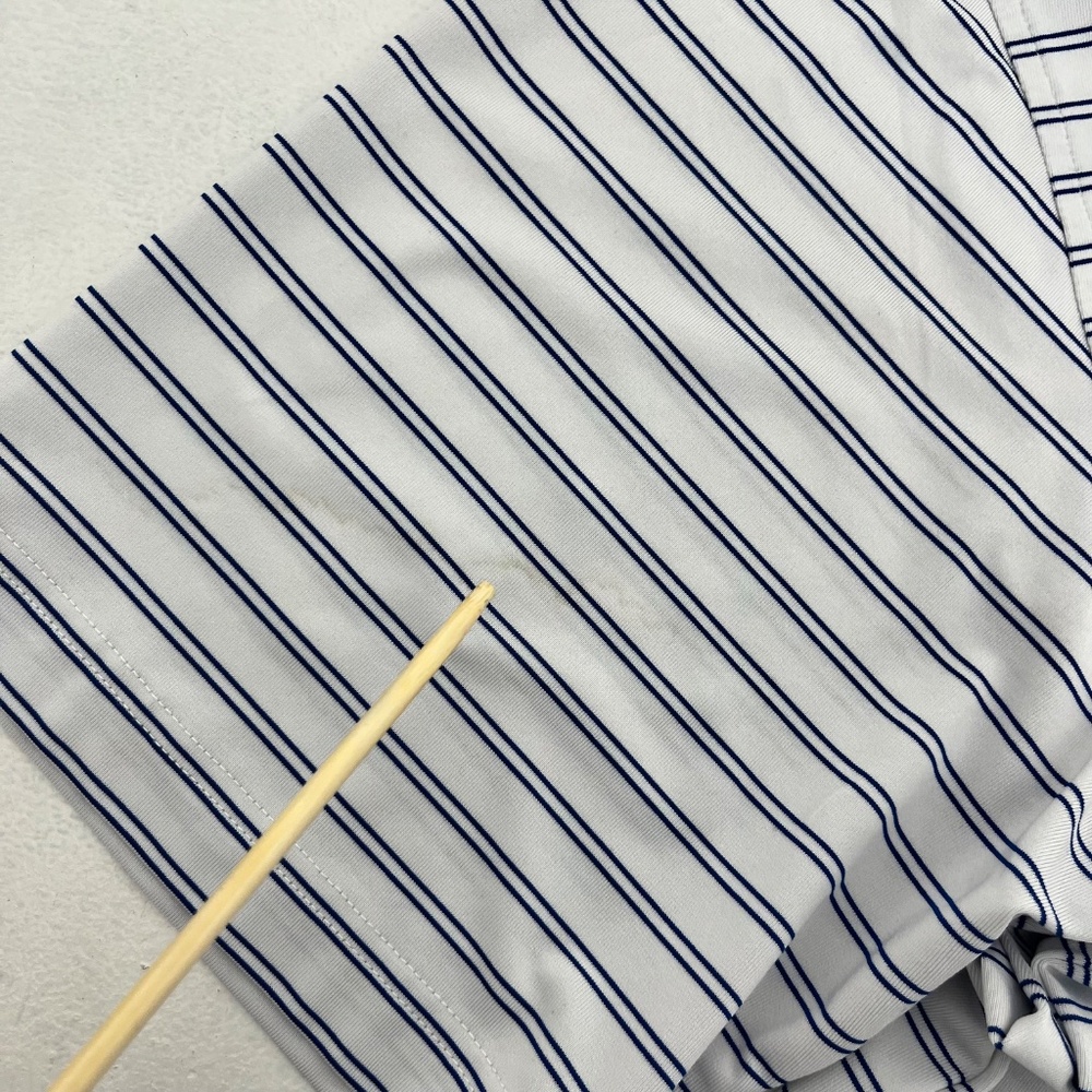 Augusta National Mens Size L Golf Polo Shirt White Blue Striped Short Sleeve - Picture 3 of 7